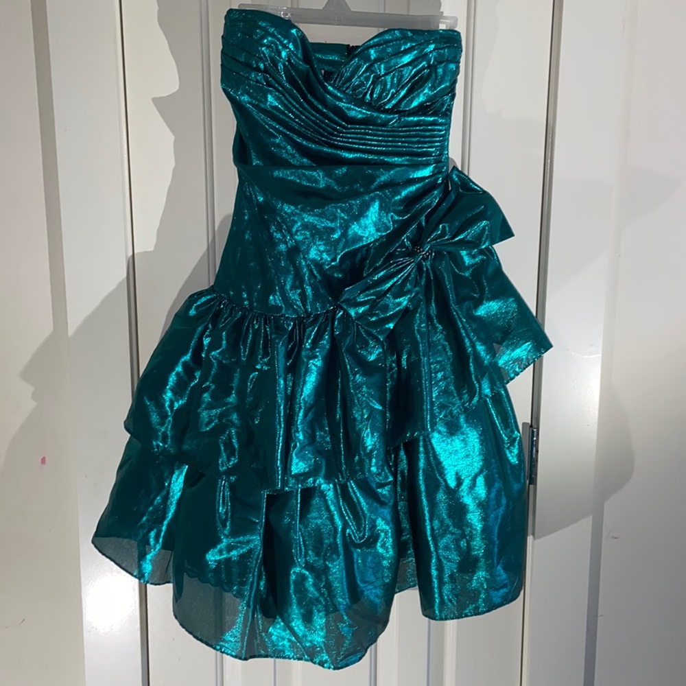 VTG 70/80s Gunne Sax by Jessica McClintock Green Short Prom Dress